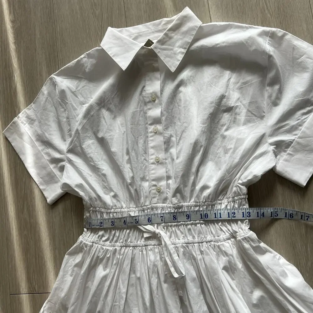 J Crew Flawed Elena Shirt Dress In Cotton Poplin Size 6 White FLAWS